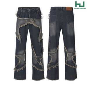 Star Design Sense, Niche American Loose Punk Jeans, Tendance de pantalons de rue à la mode pour hommes et femmes