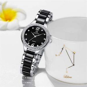 Star Diamond Lunette en céramique Quartz Montre pour femme significative Bracelet confortable Hardlex Ladies Wrist Watches279E