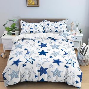 Couvrette de couette étoilée ensemble d'étoiles colorées Print Print Twin Litting Set for Kids Teens Double Queen King Size Microfiber Quilt Cover