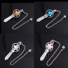 STAR ZEXAGONALE PENHENDERS MERKABAH Reiki Pendulum Chain Natural Gem Stone Charms Healing Amulet Europe Fashion Jewelry BN385