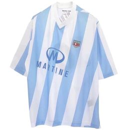 Star Jersey T-shirts pour hommes Martine Rose à manches courtes rayé Argentine Blokecore Style Bleu Blanc Rayé Asymétrique Jersey T-shirt marque polo 0SJP