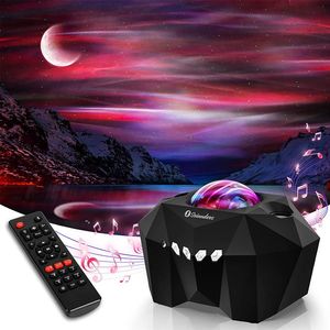 Projecteur de lumière étoilée Aurora avec projection laser étoilée de lune, haut-parleur Bluetooth intégré et lampe de nuit multicolore à distance pour 282U