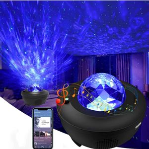 Projecteur de lumière étoile Décoration de fête Projecteurs Aurora Galaxy à intensité variable avec télécommande Bluetooth Haut-parleur de musique Plafond Starli279w