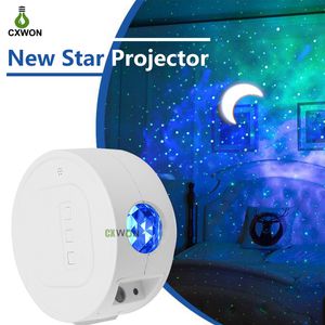 Proyector de luz de estrella recargable por USB, proyector de luz nocturna con ondas de cielo estrellado y océano, música activada por sonido, proyector de luz láser
