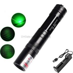 Star Lights Linterna de luz láser verde recargable Aluminio de alta potencia 50mw 532nm Pluma de puntero láser fuerte con cargador de batería Juguete de persecución de gato portátil