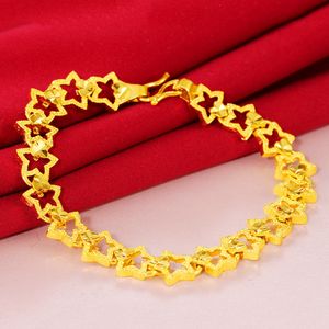Star Link Chain Bracelet Unique Style Womens Jewelry 18K Yellow Gold Filled Fashion Women Bracelet Gift