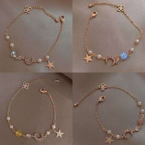 Bracelet de perles en zircon Star Moon pour femmes avec un design unique, édition coréenne High E, célébrité Internet Trey, bracelet minimaliste à la mode, meilleur