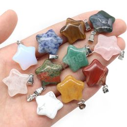 Pendentif étoile en pierre naturelle, Quartz Rose, opale, Agate, Turquoise, cristaux de guérison, breloques pour la fabrication de bijoux, collier, boucles d'oreilles, DIY