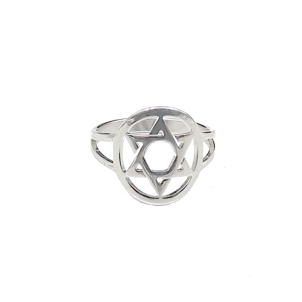 Bague étoile de David classique juive isael anneaux religion hexagone bijoux en acier inoxydable pour hommes femmes symbole d'énergie et de force 7-10 #