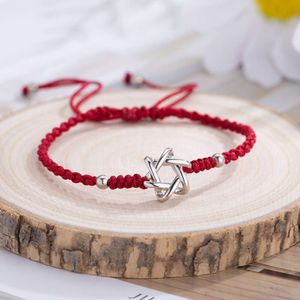 Star of Red String for Women Lucky Amulet Magen David Charm Bracelet Platinum Bijoux de Noël Cadeaux