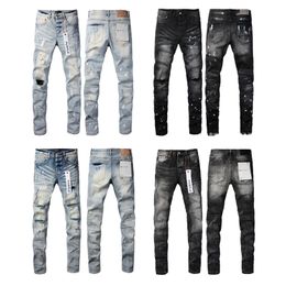 Star Patch Jeans Hombres jeans morados diseñador Y2k jeans para hombre Hombre Distressed Baggy Jeans Moto Biker Men Luxury Jeans Streetwear Pantalones para hombres