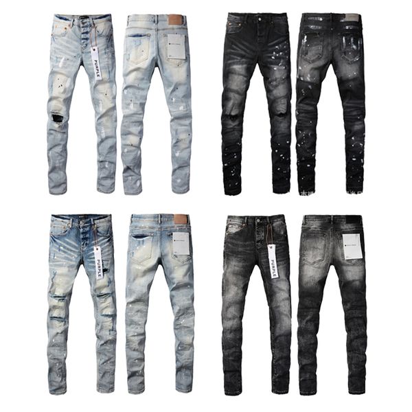 Star Patch Jeans Men jeans violets designer Y2k jeans pour hommes Hombre Jeans Baggy en détresse Moto Biker Hommes Jeans de luxe Pantalons Streetwear pour hommes