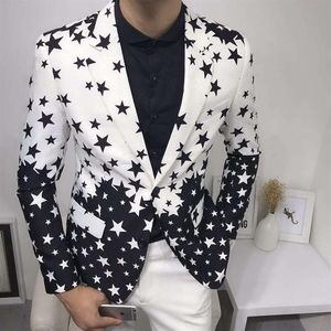 Star Print Slim Fit Costume Veste 2019 Brand New Male Club Stage Blazer Homme Costume De Mariage Formel Prom Blazers Pour Hommes Costume Homme C213a