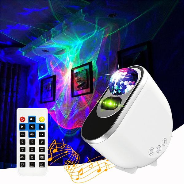 Proyector de estrellas, 3 en 1 LED Galaxy aurora luz nocturna, con control remoto altavoz Bluetooth, con 6 ruidos blancos, luz de luna estrella para habitación de niños, fiesta, decoración de sala de juegos