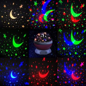 Star Projector 360 ° Rotatie Nachtlicht voor kinderen Slaapkamer LED Babylamp Decor Roterende sterrenhoge kinderdagverblijf Maan Galaxy Tafellamp