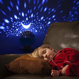 Lámpara de proyector de estrellas Luna Galaxia Niños Dormitorio LED Luz de noche Lámpara de bebé Decoración Rotación estrellada