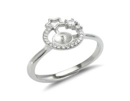 Sterringinstellingen 925 sterling zilver Blanks Zirkonia Ring Semi-montage voor Parel 5 stuks3370722