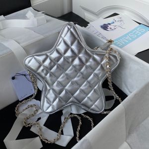 Sac à bandoulière en forme d'étoile pour femme, sac à main de qualité miroir en cuir véritable noir, sacs cool, petit sac à bandoulière de luxe socialite avec boîte cadeau