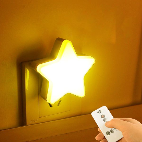 Lámpara con forma de estrella, luces LED de noche, lámpara de pared para cabecera, Control remoto con Sensor, dibujos animados, luz para dormir, guardería, dormitorio infantil