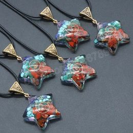 Collier Orgonite en pierre naturelle en forme d'étoile pour femmes, énergie 7 Chakras, puces en cristal, pendentif Orgonite, bijoux de guérison