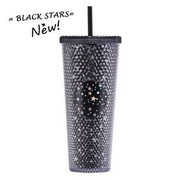 Star Tumblers dubbellaags transparante lente-ui plastic bekers met rietje grote capaciteit creatieve 710 ml ombre glitter acryl bekers handbekers door UPS B0059