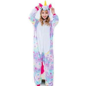 Ster Eenhoorn Kostuum Dames Onesies Pyjama Kigurumi Jumpsuit Hoodies Volwassenen Halloween Costumes254P