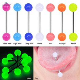 Starbeauty 7pcs Noctilucent Barbell Langue Piercing Anneau Acrylique Mamelon Helix Langue Oreille Pircing Jewelry1 Other303b