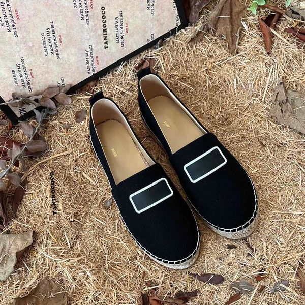 Starboard Designers de luxe plats Espadrilles Black Logo chaussures JUTE printemps été Toile appartements mocassins chaussures faites à la main pour femmes casual luxe lounge usine chaussures