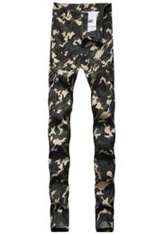 Starbrand Camoflage Jeans para hombre Ejército Verde Hombres Pantalones de mezclilla Pantalones pitillo con cremallera Casual Pantalones diarios 6725108