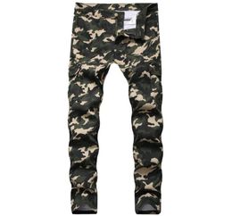 Starbrand Camoflage Jeans para hombre Ejército Verde Hombres Pantalones de mezclilla Pantalones pitillo con cremallera Casual Pantalones diarios 9449410
