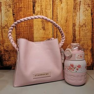 Starbucks 2022 spring cherry blossom cup heerlijk geweven opvouwbare tas Cherry Blossom RVS Draagbare rietje drinkbeker
