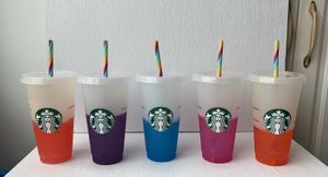 Starbucks 24oz / 710 ml sirène sirène gobelet en plastique réutilisable à boire à la baisse plate tasses de pilier