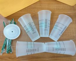 Gobelet en plastique transparent réutilisable de 24oz, 710ml, tasse à fond plat, couvercle en forme de pilier, tasses en paille, Bardian 50 pièces