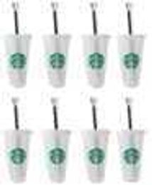 Starbucks 1 Pack Herbruikbaar Frosted 24 Oz Cold Cup met deksel en groen stro met stop