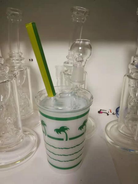 Starbucks cup 2020 bong en verre chaud cocotier feuille d'érable Starbuck tasses verre bong conduites d'eau avec plate-forme pétrolière high teech cire huile arbre tasse