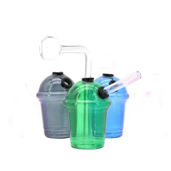 Starbucks Coupe Forme Narguilé Verre Brûleur À Huile Bong Bubbler Fumer Conduites D'eau Dab Rigs Ashcatcher Narguilé avec Tuyaux De Brûleur À Huile Downstem Dhl Gratuit