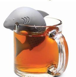 Schattige siliconen haai thee infuser blad zeef kruiden kruiden filter diffuser filter theepot theezakjes voor thee koffie drinkware top1499z