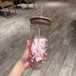 Starbucks Drinkmok Roze Kersenbloesem Helder mat dubbel glas met grote inhoud en drinkbeker Koffiemok