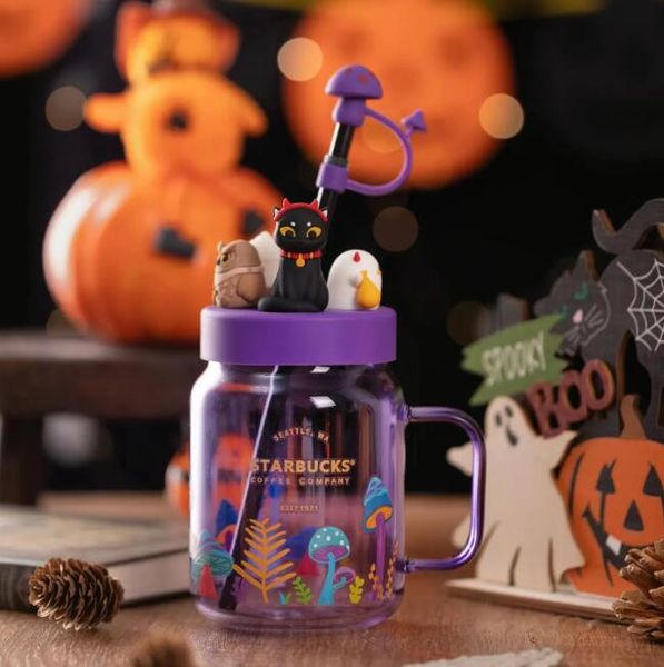 Starbucks Drinkware Halloween limité violet elfe petit monstre cadeau créatif donnant une tasse de paille en verre 525ml tasse à boire