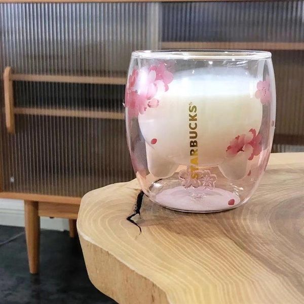 Starbucks Limited Eeition Sakura Cattail Mugs Tasse à café Jouets 6oz Rose Double Paroi En Verre Cups219I