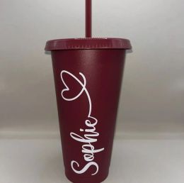 Logo personnalisé sirène déesse Mug 24oz / 710ml Tubler réutilisable colonne de boisson transparente réutilisable couvercle en plastique paille en plastique
