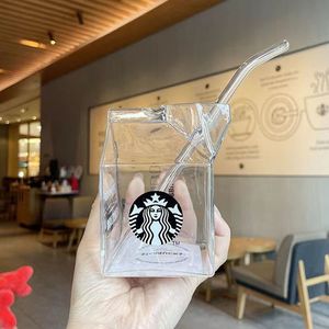 Starbucks Milk Carton toaks cup Water Cup Pajita de leche espesada resistente a altas temperaturas que se puede calentar en microondas o llama abierta
