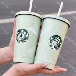 Starbucks Mint Green Straw Cup Logotipo clásico impresión 400 ml de aislamiento portátil aislamiento de alumno de agua taza de acero inoxidable