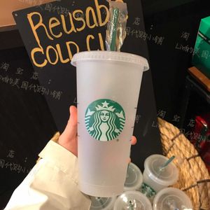 Starbucks mug 16oz 24oz tumblers mokken plastic drinksap met lip en stro magie koffiemok costom transparante beker K8DF