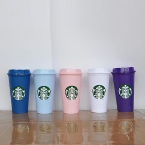 Tasse Starbucks 16OZ ColorTumblers tasse de jus à boire en plastique avec des tasses à café à lèvres Costom 5pcs