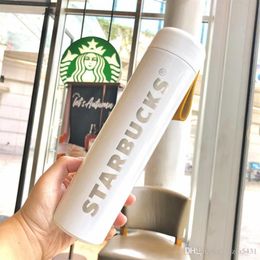 Starbucks pérola branca logotipo da letra aço inoxidável copo a vácuo copo para fora da porta esporte café copo 473ml217S