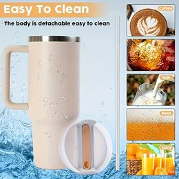 Tazas listas para enviar tumblers de enfriamiento H2.0 40oz Topas de acero inoxidable con tapa de mango de silicona y paja Tazas de automóviles de segunda generación Sigue bebiendo botellas de agua fría 514