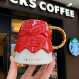 Starbucks Tasse rouge Sapin de Noël Snow Monster Mark Tasse à café en céramique avec couvercle pour bâtonnet FNFM