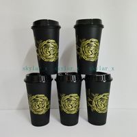 Starbucks gobeurs noirs classiques avec des fleurs tasse de caf￩ en plastique tasse de consommation d'alcool