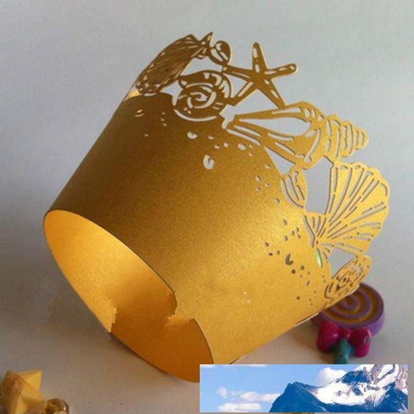 Emballages de cupcakes étoiles de mer et coquillages/tasses à cupcakes découpées au laser/décorations de fête d'anniversaire de mariage de plage